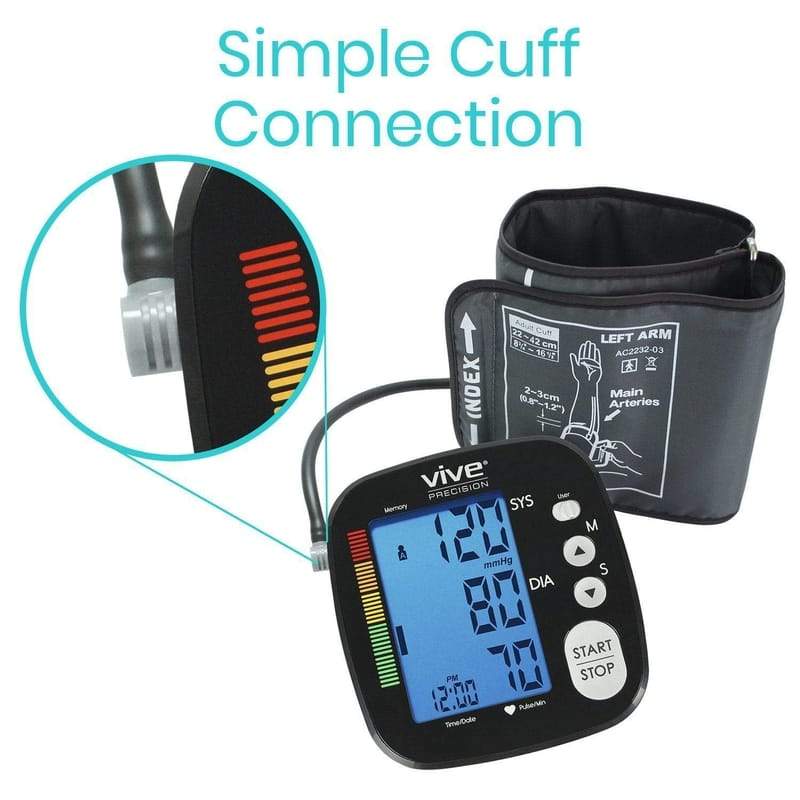 Vive Precision Manual Blood Pressure Cuff - Aneroid  Sphygmomanometer with Case - BP Kit Monitor for Adults, Nurses - One Hand,  One Tube Upper Arm Cuff Machine - BPM Meter Device