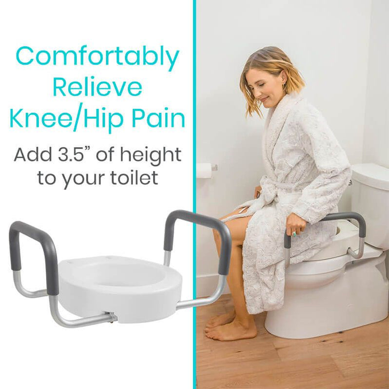 Raised Toilet Seat with Handles for Elderly & Handicap — Vive Health
