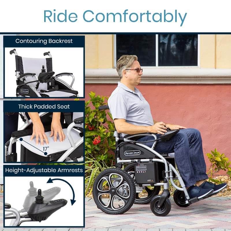 Vive Electric Wheelchair for Adults - Foldable Scooter Wheelchair -  Accessories, Folding Power, Motorized, All Terrain Transport Travel  Mobility Aid
