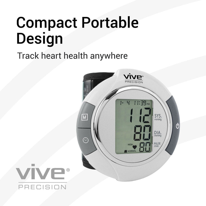  Vive Precision Smart Wrist Blood Pressure Monitor - Digital  Automatic Accurate BP Cuff Machine for Irregular Heartbeat & Heart Rate  Detection at Home - Portable Wireless Display for Adults, Pregnancy :  Health & Household