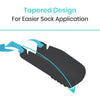 Tapered design, for easier sock application