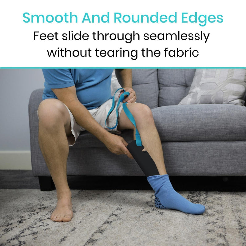 Smooth and rounde edges. Feet slide through seamlessly without tearing the fabric.