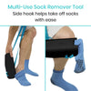 Multi-use sock remover tool. Side hook helps take off sock with ease
