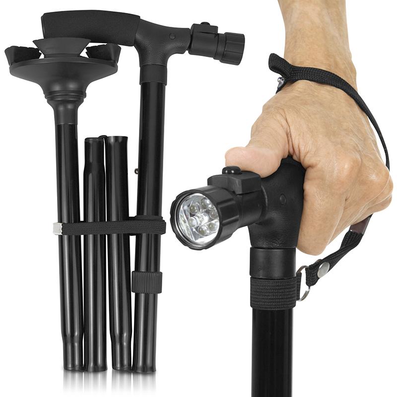 Folding Cane with Light - Collapsible Walking Support - Vive Health