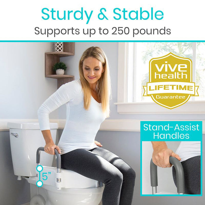 Raised Toilet Seat & Handles - Elevated Handicap Riser — Vive Health