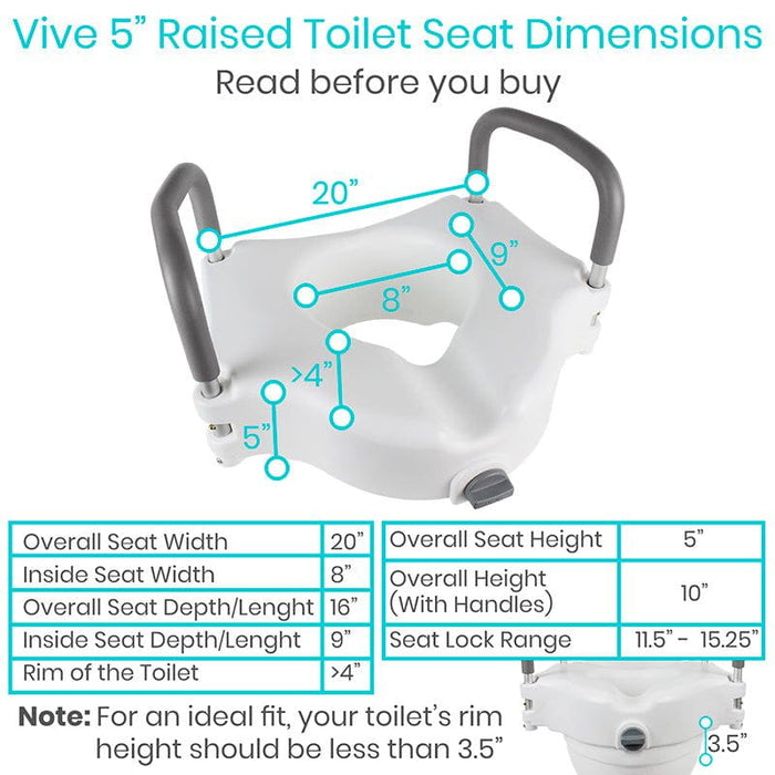 Raised Toilet Seat & Handles - Elevated Handicap Riser — Vive Health