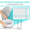 Easily install commode buckets