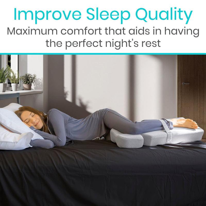 Memory Foam Knee Pillow Cushion for Side Sleeping Leg Support Gray 