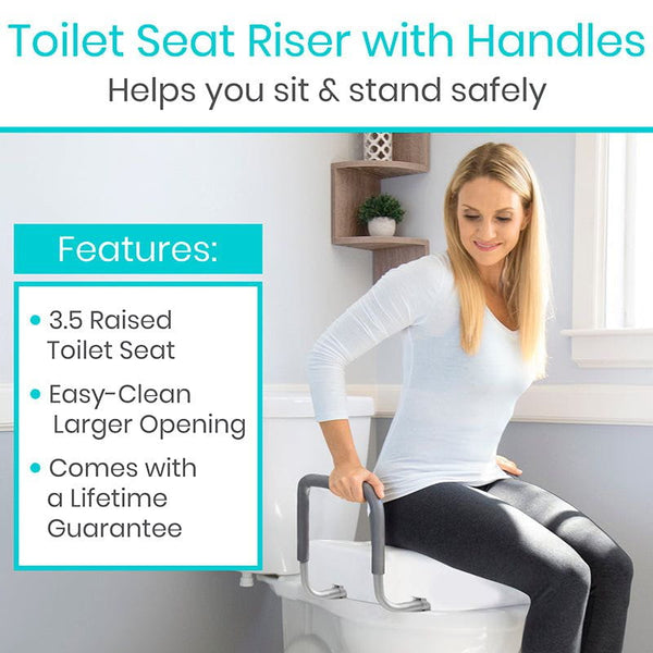 Raised Toilet Seat w/ Handles - Elderly & Handicap Aid - Vive Health