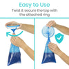 Easy to Use Twist & secure the top with the attached ring
