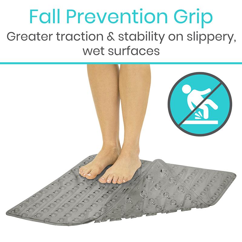 Shower or Bath Mat - Square Non Slip Suction Cup Grip - Vive Health