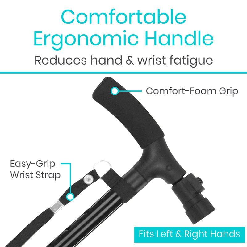 Folding Cane with Light - Collapsible Walking Support - Vive Health