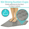 164 strong suction cups. Easily adheres to the floor and stays in place