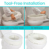 tool-free installation. Use with or without toilet seat