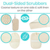 Dual-Sided Scrubbers Coarse texture on one side & soft linen on the other