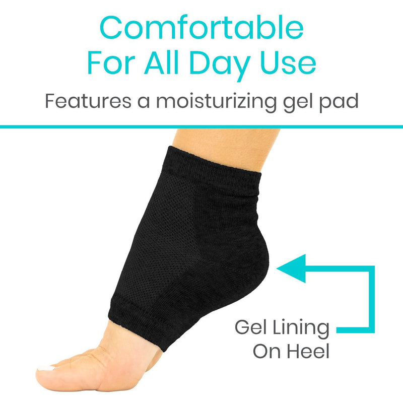 comfortable for all day use; featuring moisturizing gel pad on heel