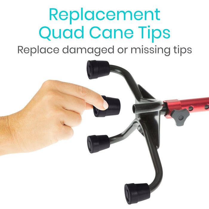 Quad Cane Replacement Tips - Fits 1/2 Inch Canes — Vive Health