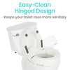 easy-clean hinged design keeps toilet riser more sanitary