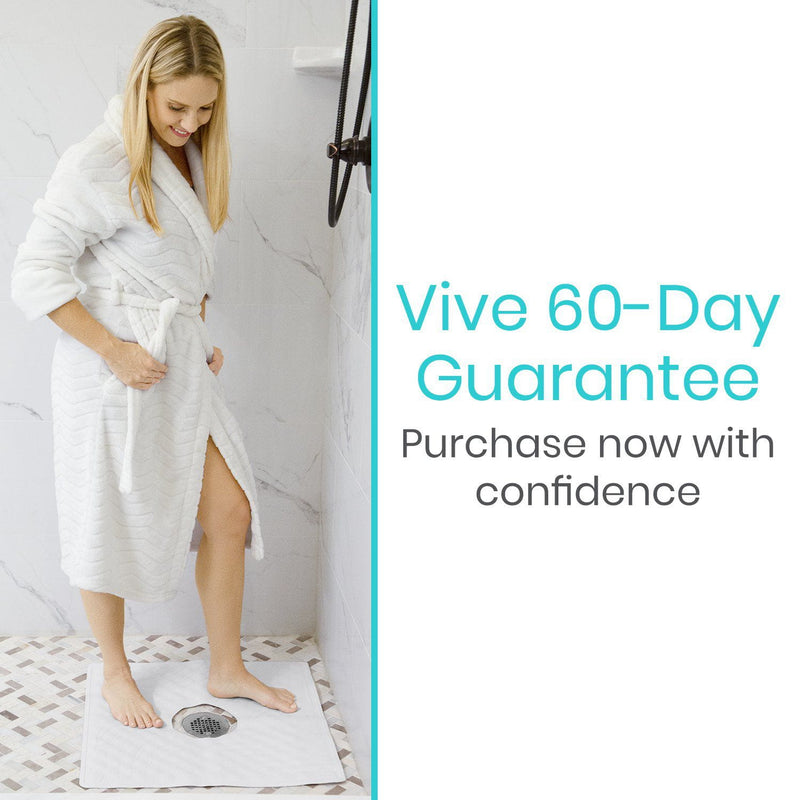 Vive Shower Mat - 22 by 22 Square Non Slip Large Bath Mat for Bathtub -  Patented Design - Suction Cup Traction Skid Pad for Stalls Floors Tub 