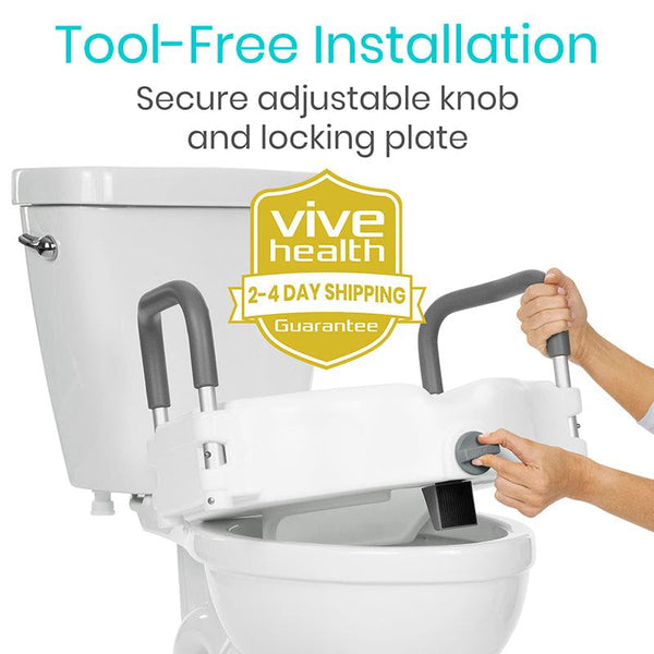 Raised Toilet Seat & Handles - Elevated Handicap Riser - Vive Health
