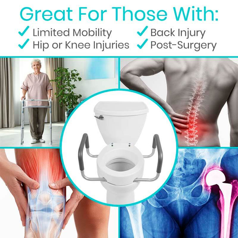 Raised Toilet Seat with Handles for Elderly & Handicap — Vive Health
