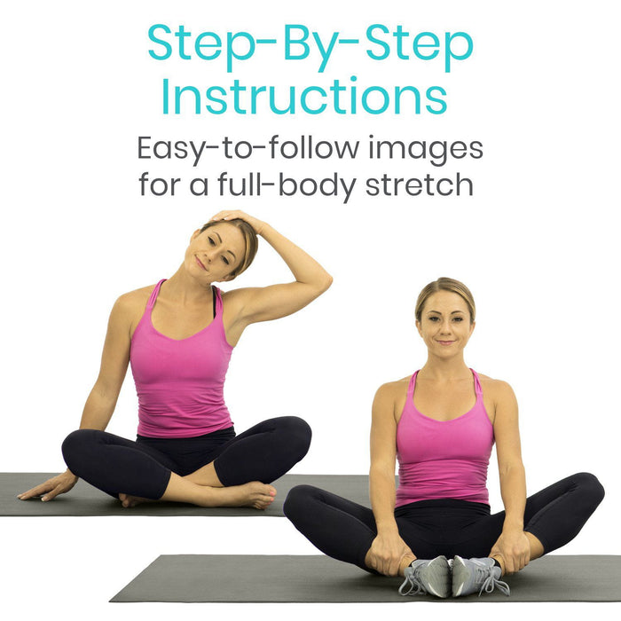 Basic Steps Stretch Stretching Workout Poster - 52 Exercises — Vive Health