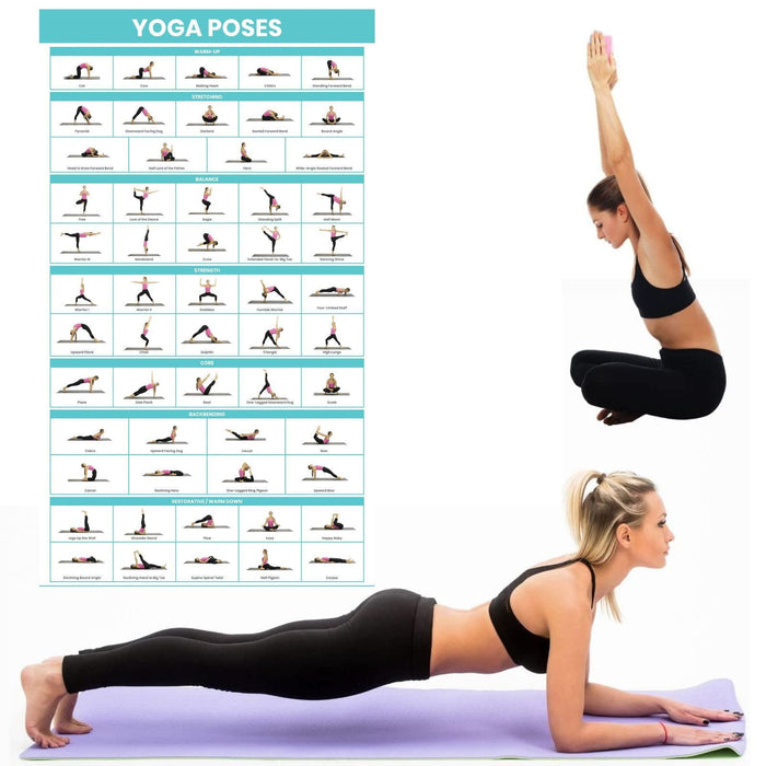 Yoga Poses Poster Improve Flexibility, Strength and Balance