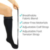 Breathable Fabric Blend, Latex-Free Materials, Adjustable Calf Strap, Adjustable Foot Tension Strap