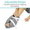 Adjustable straps. Prevents pillow from slipping and sliding