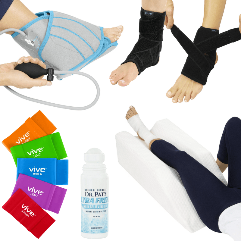 Ankle Sprain Bundle - Brace, Ice Wrap, Elevation Pillow
