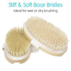 stiff and soft boar bristles. Ideal for wet or dry brushing