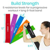 Build Strength 5 resistance levels for a progressive workout + long 6-foot band