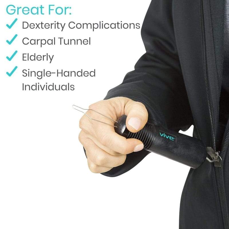 RMS Button Hook with Zipper Pull - Button Assist Device with Comfort & Wide  Grip, Shirt & Coat Buttoning Aid Ideal for Limited Dexterity Caused by