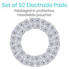 Set of 52 electrode pads packaged in protective, resealable pouches