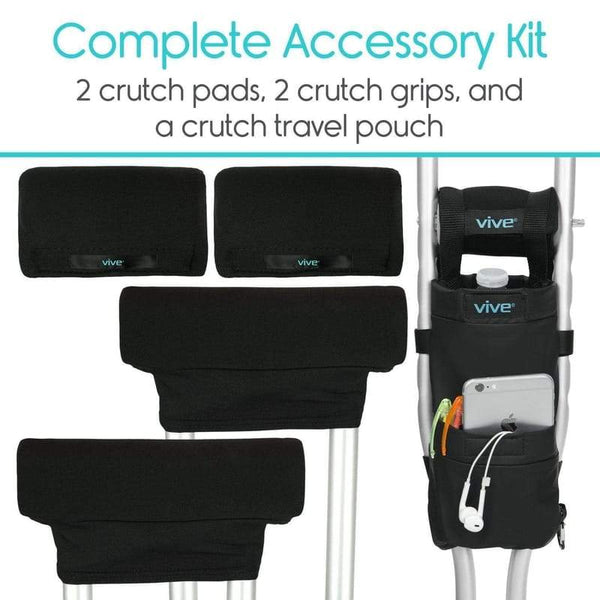 Crutch Accessory Kit With Grips & Underarm Covers Vive Health