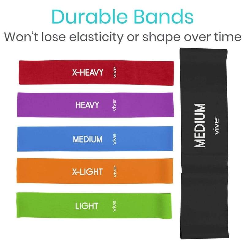 Viyafit Resistance Band, Exercise Loop Bands for Yoga, Pilates, Fitness and  Working Out, Set of 5 Stretch Bands with Carrying Bag