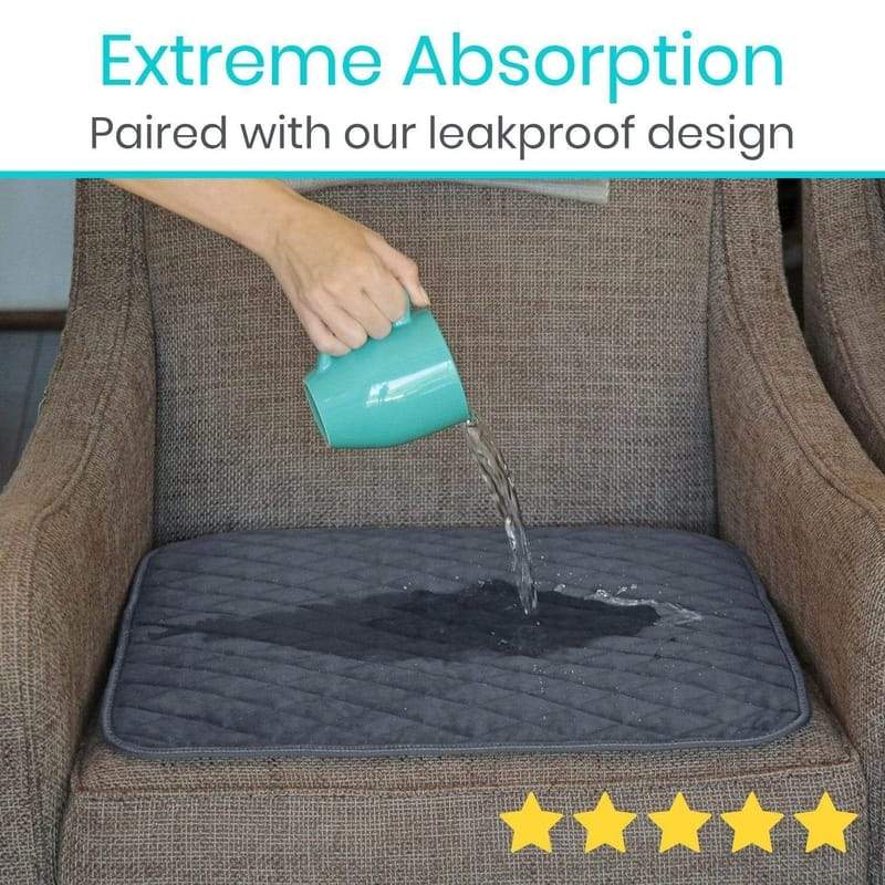 Waterproof Incontinence Chair Pads 2 Pack Non Slip Absorbent Pads, 22 x  21 Wheelchair Reusable Seat Pads Cover, Washable Nursery Pee Pad Seat
