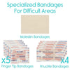 Specialized Bandages For Difficult Areas: Moleskin Bandages, Finger Tip Bandages, Knuckle Bandages