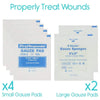 Properly Treat Wounds: x4 Small Gauze Pads, x2 Large Gauze Pads