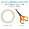 Inludes Medical Tape Roll Wit travel size scissors for any emergence situation
