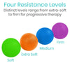 Four resistance levels. Distinct levels range from extra-soft to firm for progressive therapy. Soft, extra soft, medium, firm