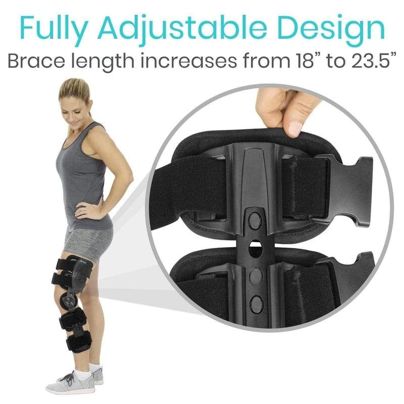 Hinged Knee Brace ROM Post Op Knee Immobilizer Adjustable Knee