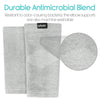 Durable Antimicrobial Blend. Resistant to odor-causing bacteria, the elbow supports are also machine washable