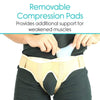 Removable Compression pads. Provides additional support for weakened muscles