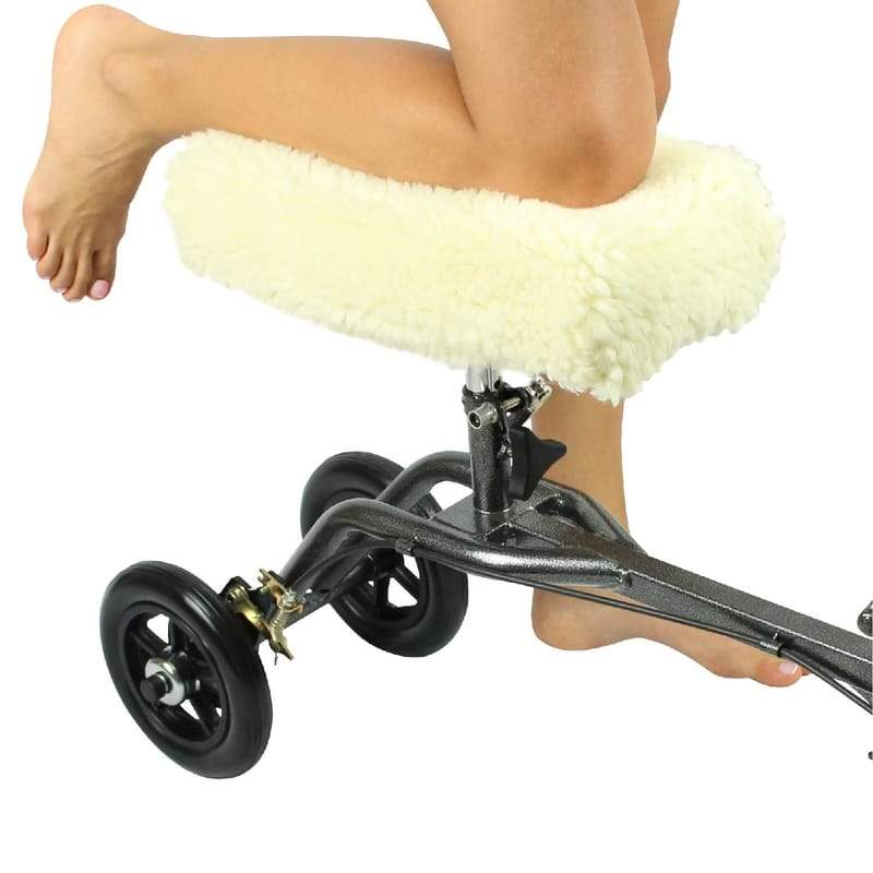 Vive Mobility Knee Scooter Pad Cover - Soft Plush Adult Sheepskin Memory  Foam Cushion, Walker Accessory for Knee Roller, Padded Accessories Leg Cart