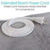 Extended Reach Power Cord, Power cord easures nearly nine feet  for convenience