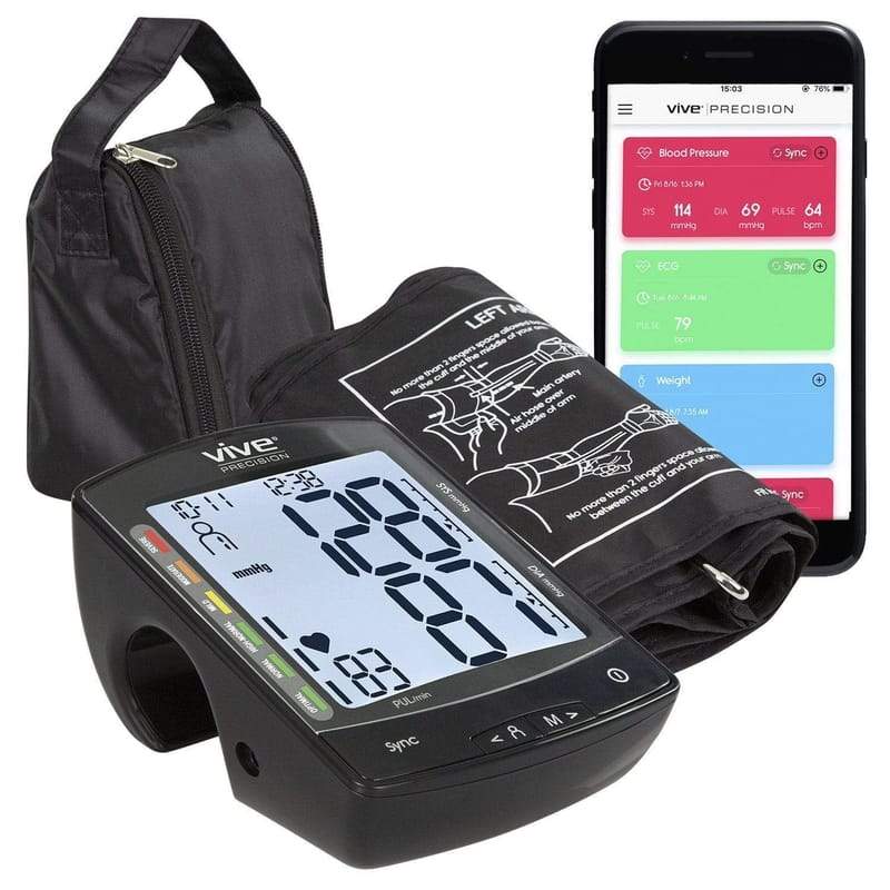 Greater Goods Bluetooth Full Set Blood Pressure Monitor Cuff and Kit,  Carrying Case, Batteries, Plug, Cuff, Monitor, Free iPhone and Android App  Download 
