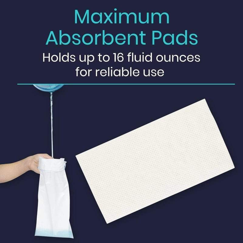 Maximum Absorbent Pads. Holds up to 16 fluid ounces for reliable use