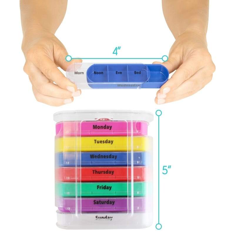 MEDca Pill Organizers - (2 Pack) Large Pill Organizer with Weekly and Daily  4-Times-A-Day Compartments for Morning, Noon, Evening, Night - BPA-Free