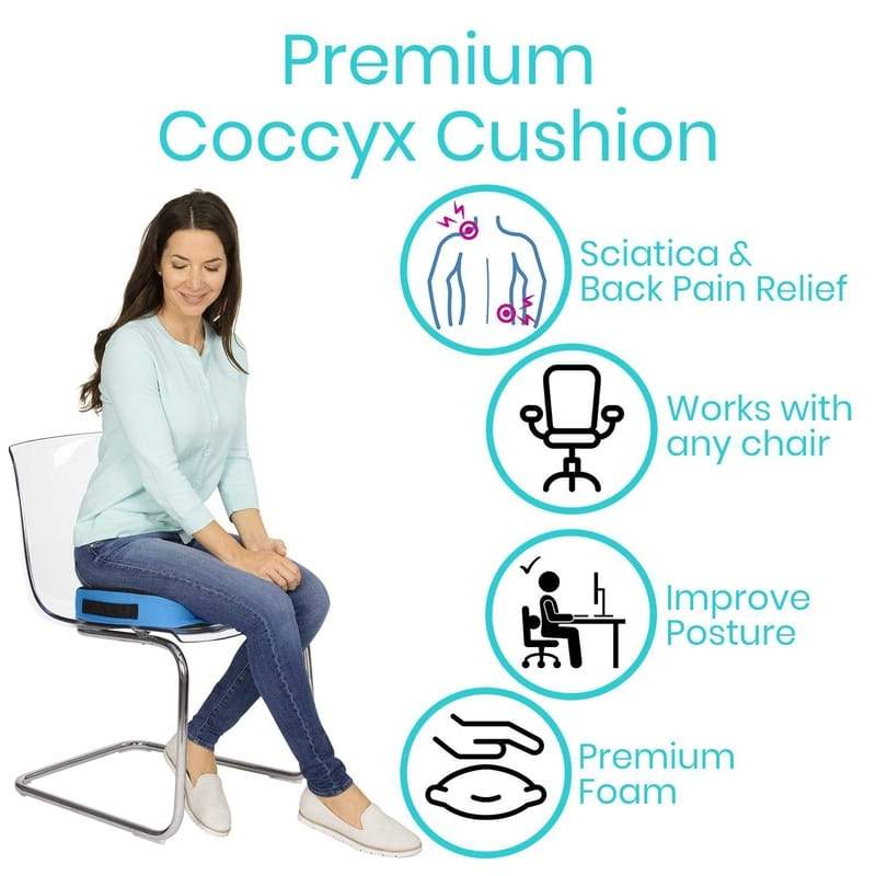 Coccyx Cushion - Contoured Tailbone Pain Relief - Vive Health